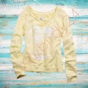 Y2K AE Yellow Beach Sunrise Surf Graphic Fleece Sweatshirt